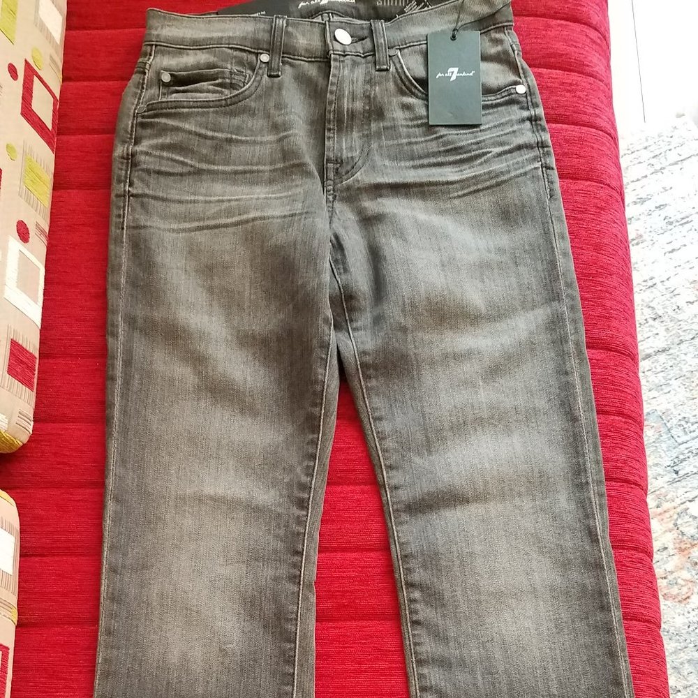 slimmy 7 for all Mankind denim - slim straight leg Japanese fabric Gray Jeans 28